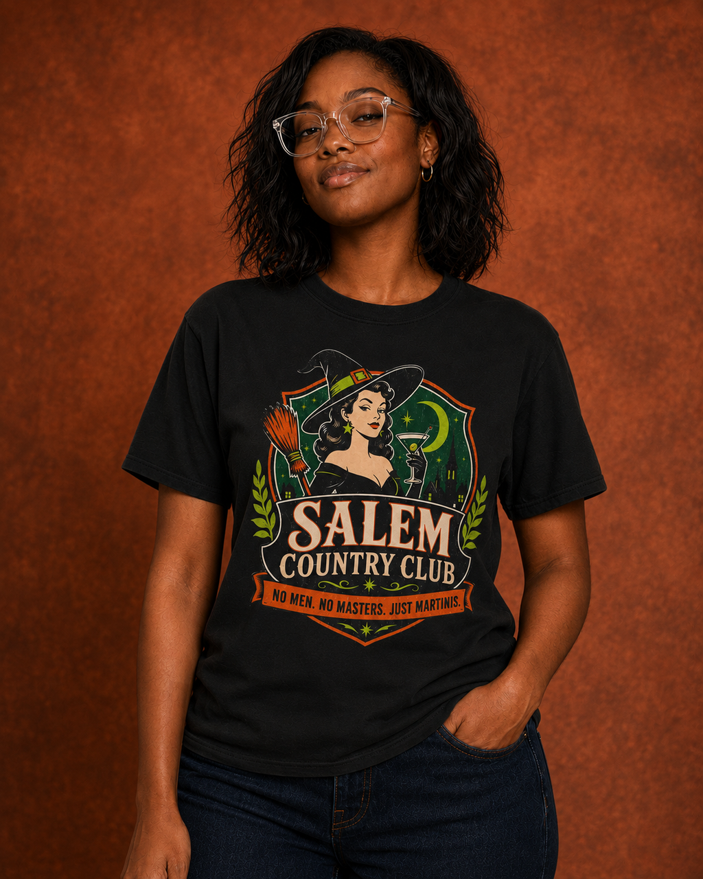 Salem Witch Shirt, Funny Halloween Tee, No Men No Masters Shirt, Retro Witch Graphic, Comfort Colors Spooky Season Shirt