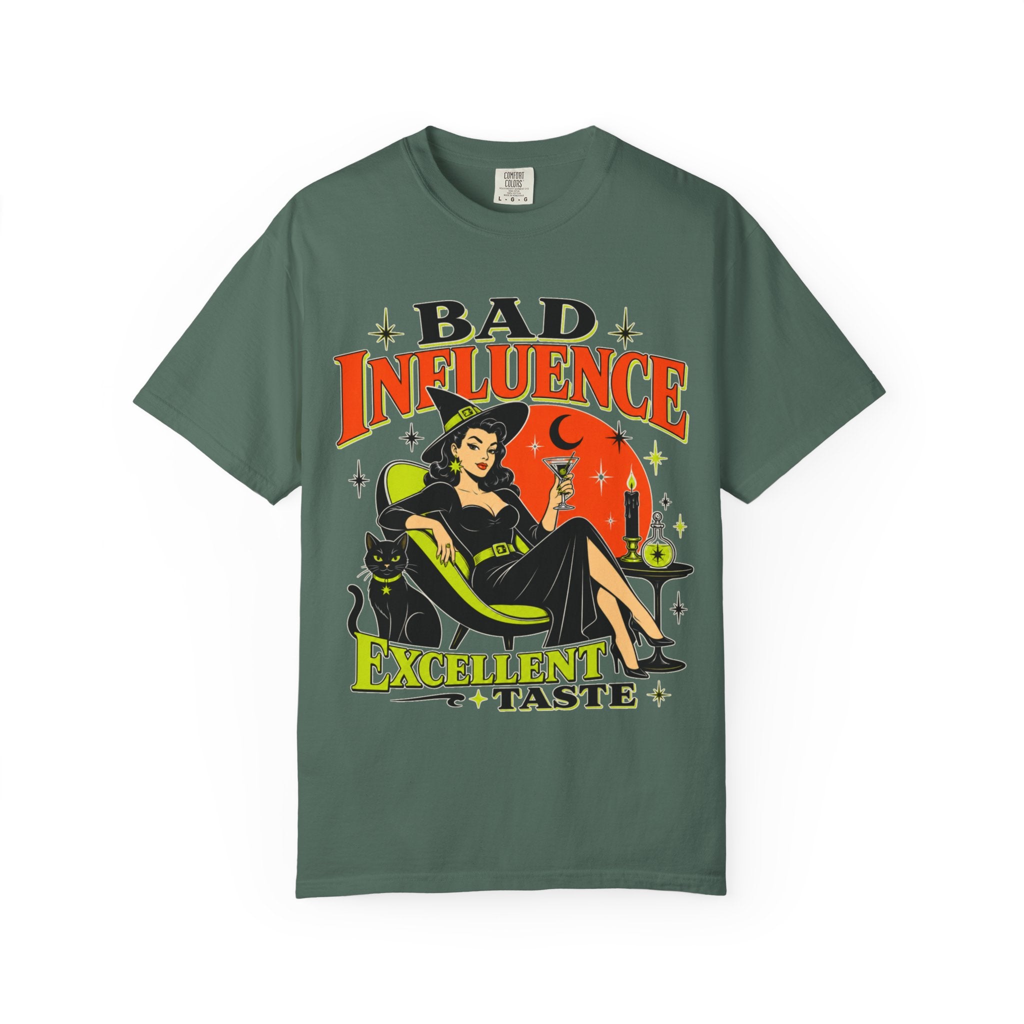 Bad Influence Excellent Taste T-shirt | Witch Pinup Graphic Tee