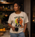 Too Glam To Give a Damn T-Shirt | Witch Pinup Cat Retro Halloween