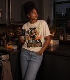 Hex the Patriarchy Witch T-Shirt | Feminist Retro Witch Graphic Tee
