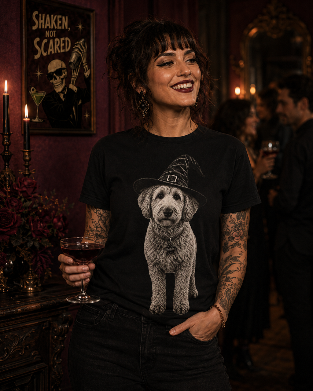 Personalized Pet Witch T-Shirt, Custom Familiar Portrait, Comfort Colors 1717