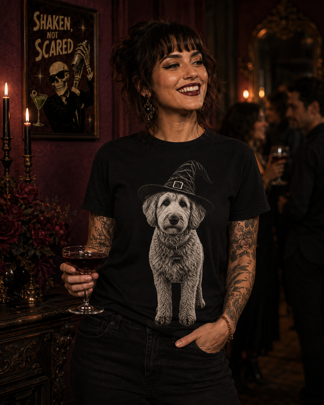 Personalized Pet Witch T-Shirt, Custom Familiar Portrait, Comfort Colors 1717