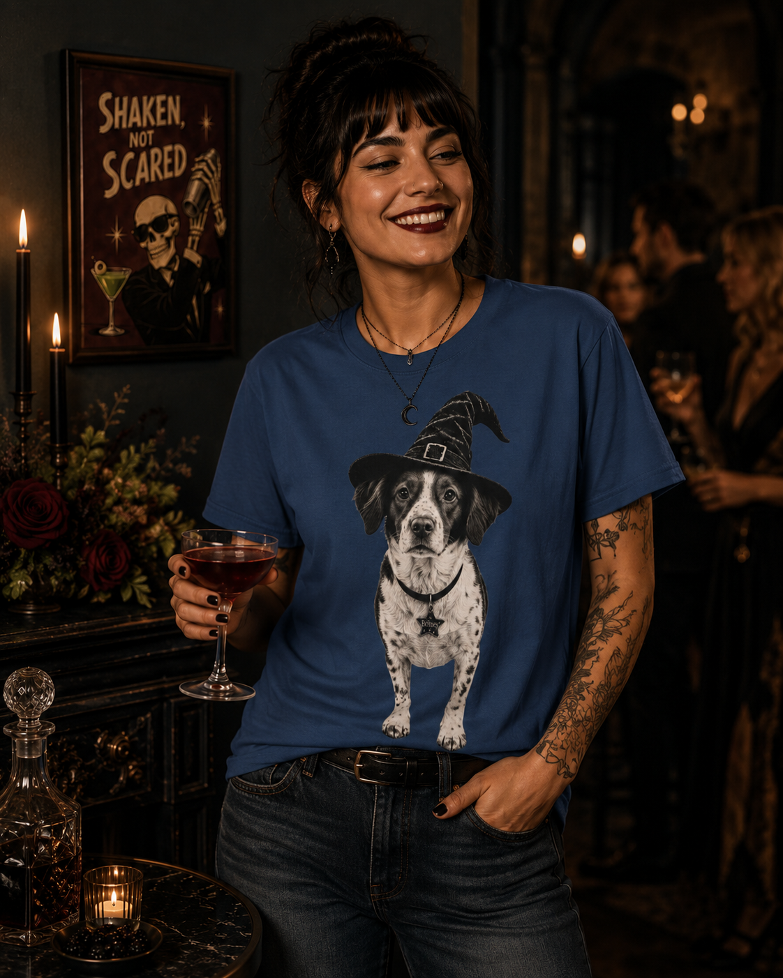 Personalized Pet Witch T-Shirt, Custom Familiar Portrait, Comfort Colors 1717