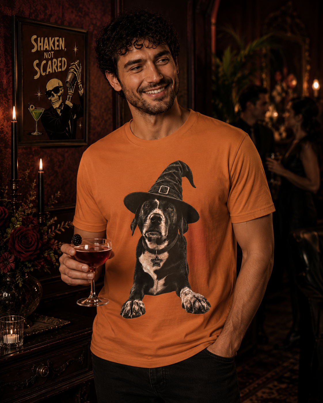Personalized Pet Witch T-Shirt, Custom Familiar Portrait, Comfort Colors 1717