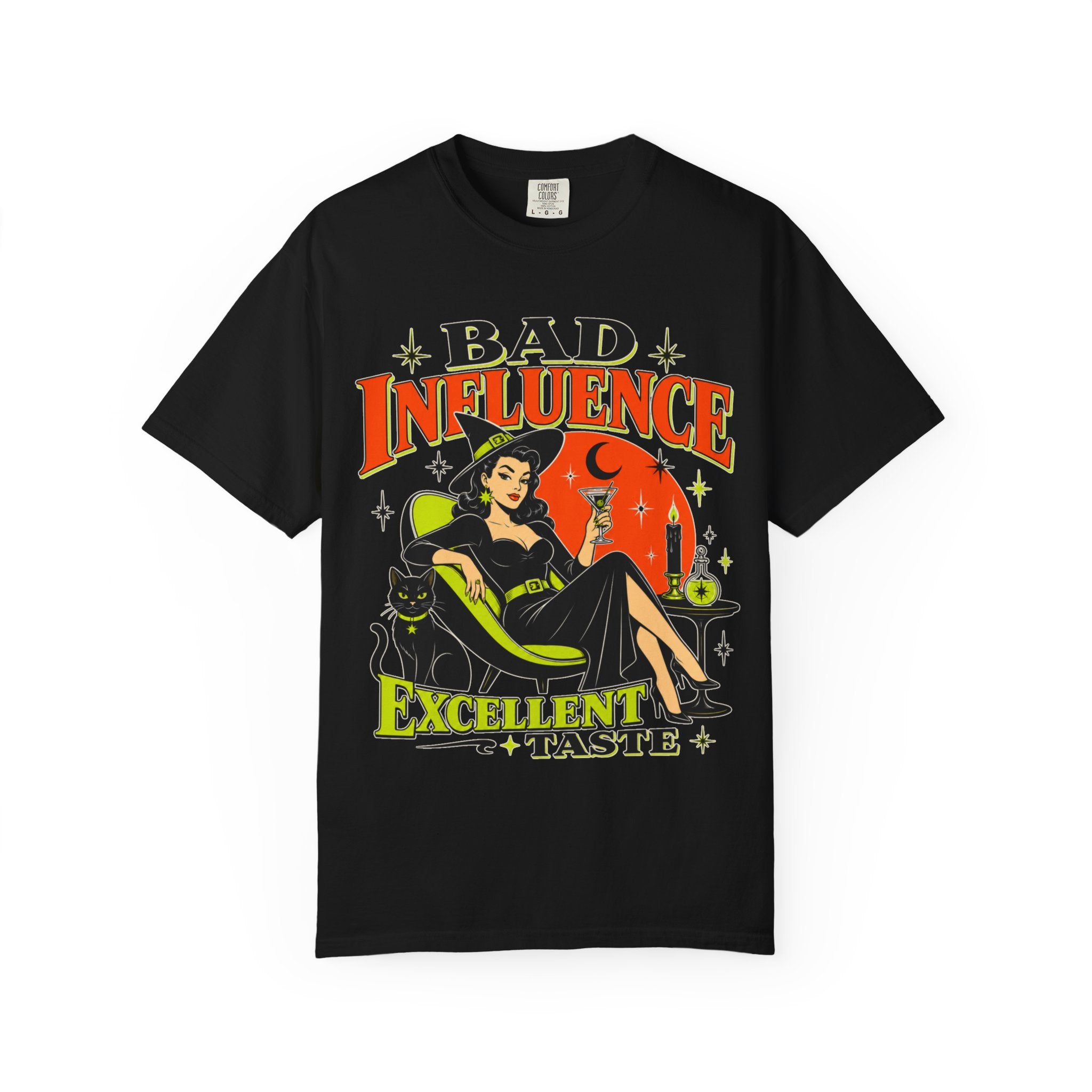 Bad Influence Excellent Taste T-shirt | Witch Pinup Graphic Tee