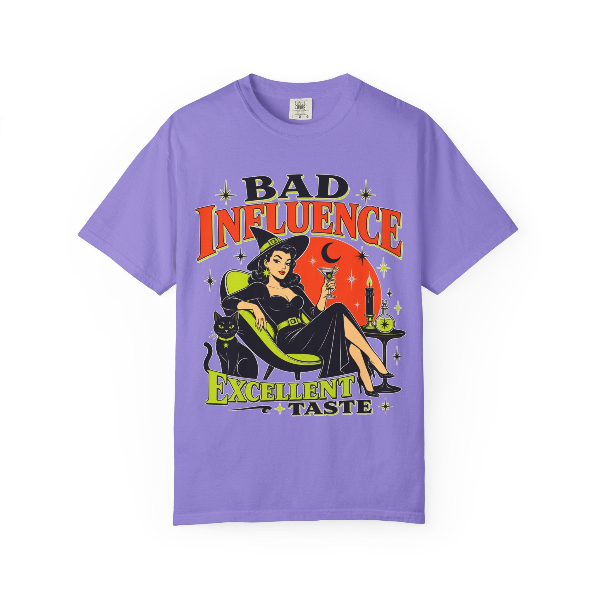 Bad Influence Excellent Taste T-shirt | Witch Pinup Graphic Tee