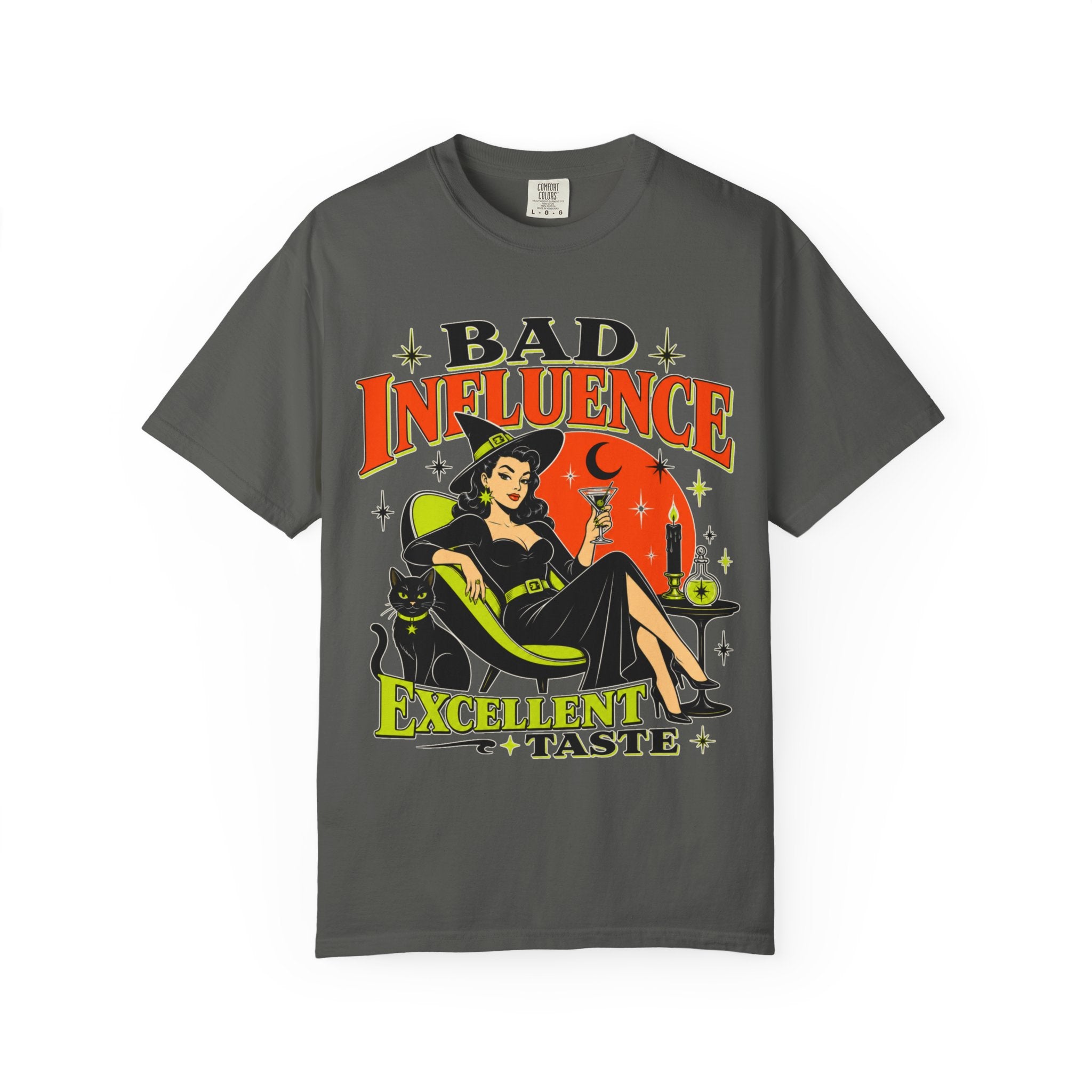 Bad Influence Excellent Taste T-shirt | Witch Pinup Graphic Tee