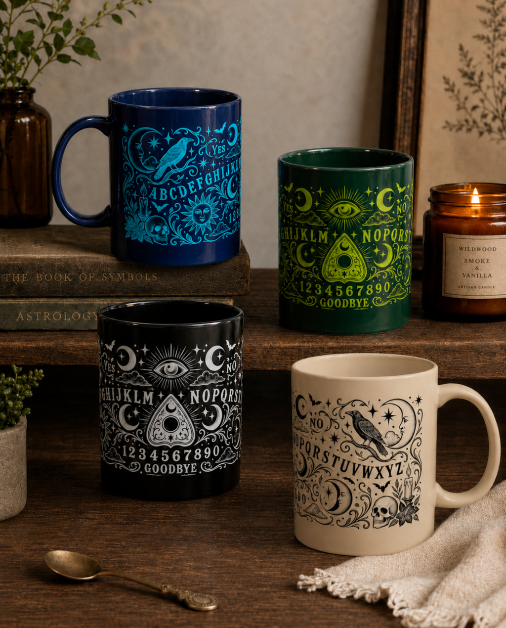 Ouija Board Ceramic Mug — Mystic Planchette Coffee Cup