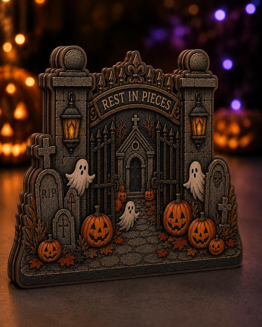 Spooky Cemetery Wood Standee