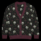 Unisex Halloween Cardigan, Houndstooth Spider Pattern Knit Sweater