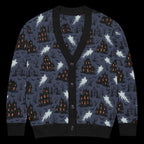 Unisex Halloween Cardigan, Spooky Haunted House Ghost Knit Sweater