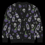 Unisex Halloween Cardigan, Houndstooth Spider Pattern Knit Sweater