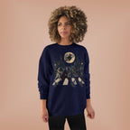 Halloween Monsters Abbey Crossing Crewneck Sweatshirt | Moonlit Cemetery Scene