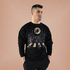 Halloween Monsters Abbey Crossing Crewneck Sweatshirt | Moonlit Cemetery Scene