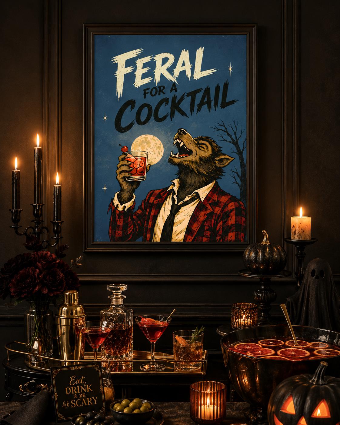 13 Printable Halloween Posters, Vintage Cocktail Wall Art Bundle, Retro Bar Decor, Instant Download