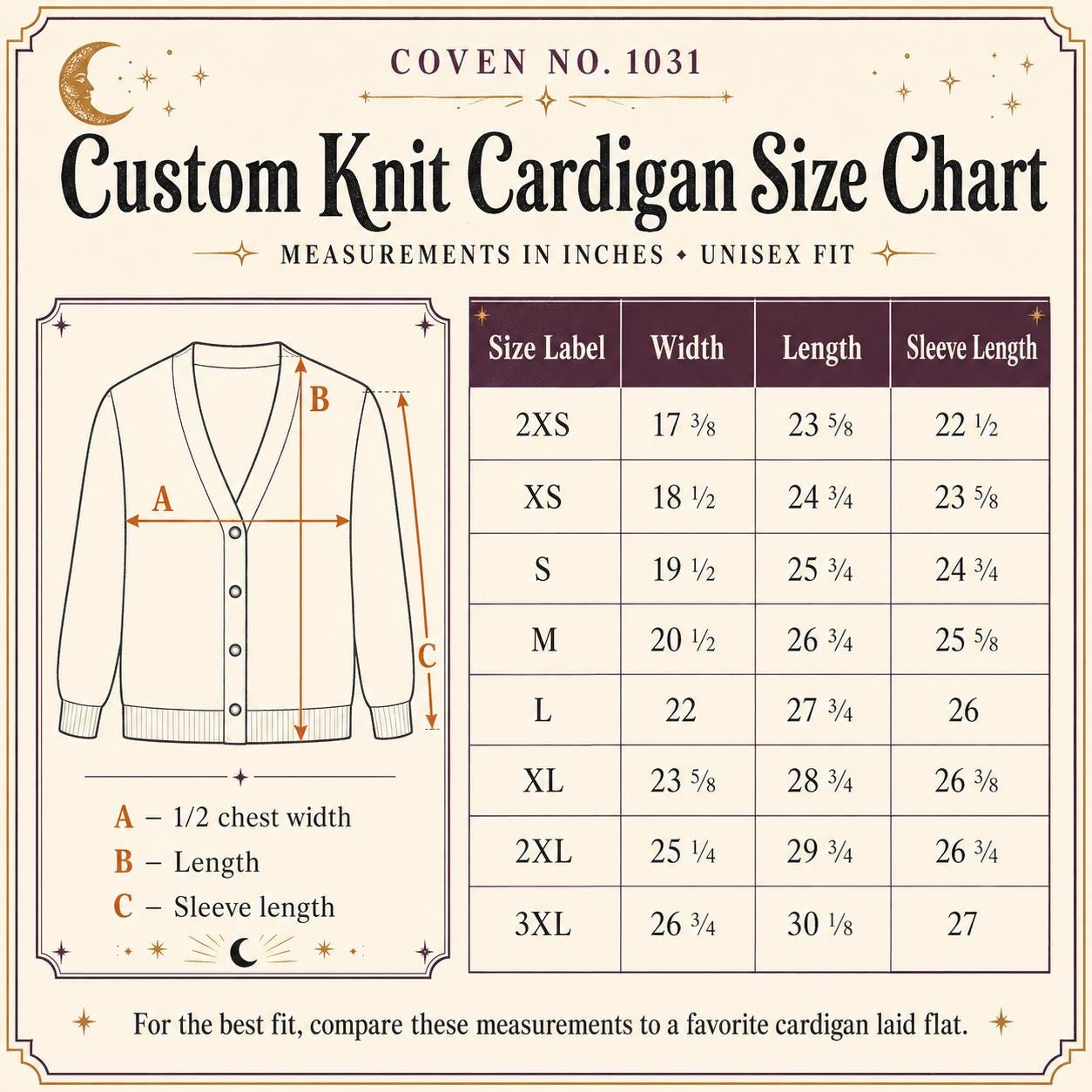 Witchy Celestial Knit Cardigan, Gothic Jacquard Sweater, Unisex Halloween Cardigan
