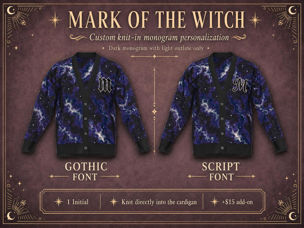 Witchy Celestial Knit Cardigan, Gothic Jacquard Sweater, Unisex Halloween Cardigan