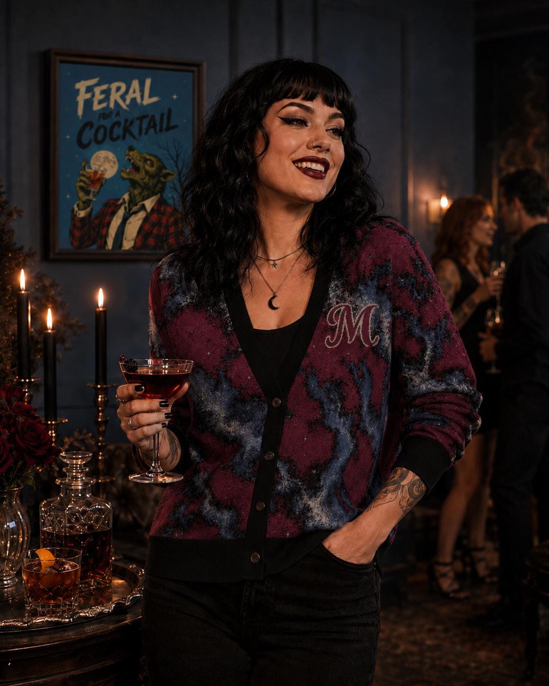 Blood Moon Custom Monogram Cardigan