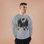 Halloween Monsters Abbey Crossing Crewneck Sweatshirt | Moonlit Cemetery Scene