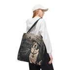 Custom Witch Dog Haunted House Tote Bag | Vintage Halloween Personalized Dog Illustration