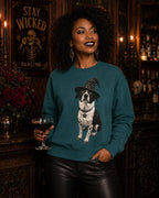 Custom Pet in Witch Hat Sweatshirt | Halloween Dog Crewneck