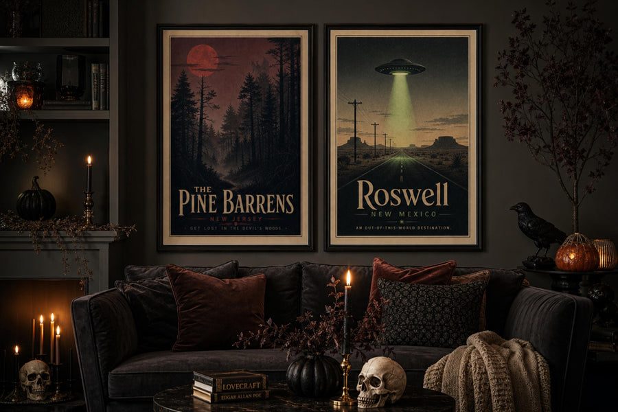 Spooky Vintage Travel Posters, Haunted Places Wall Art, Witchy Decor (Digital Download)